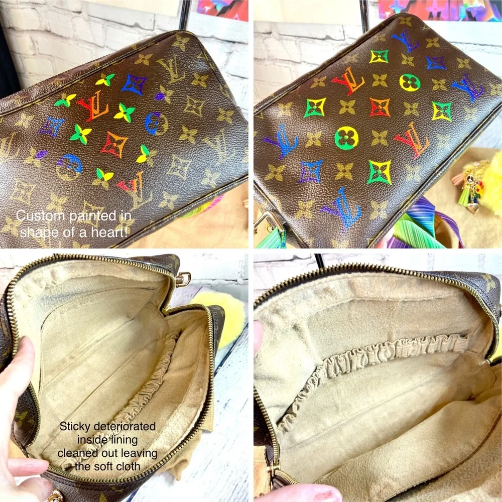 Louis Vuitton Trousse 23 Crossbody bag Custom Painted in rainbow with charms - Picture 15 of 16